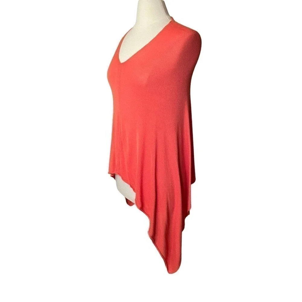 Lexi York Women’s Orange V-Neck Lightweight Poncho Wrap One Size